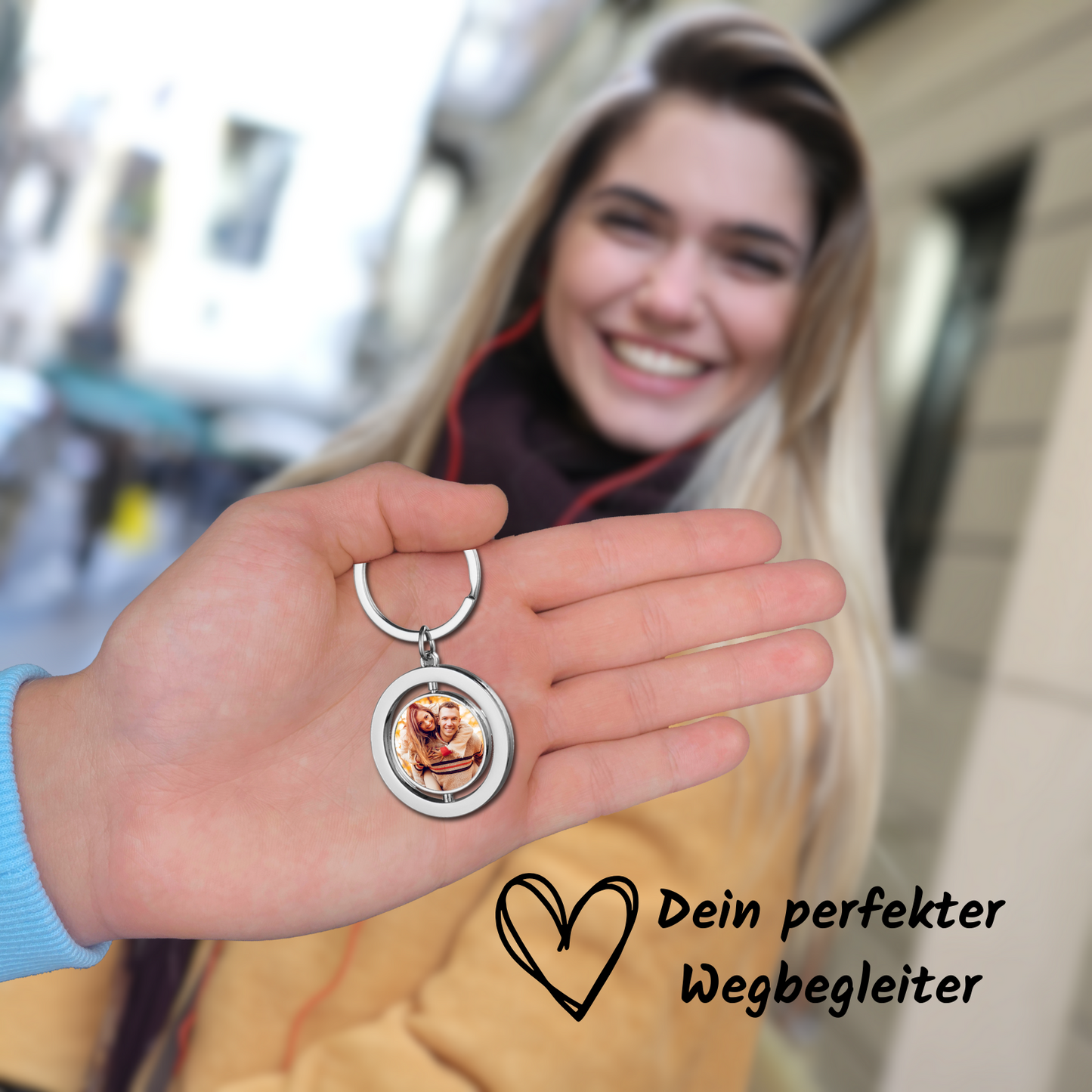 Personalisierter Schlüsselanhänger | Drehbare Erinnerung
