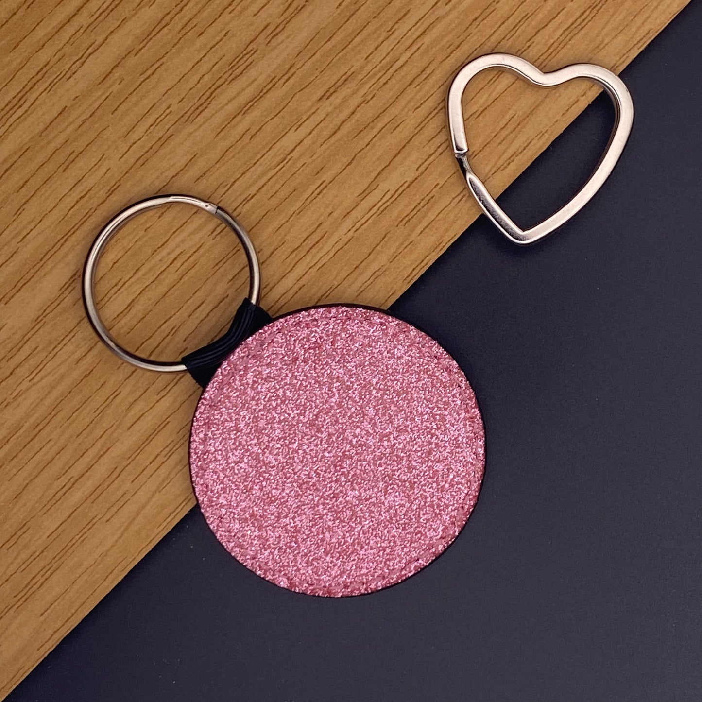 Personalisierter Schlüsselanhänger | Glitzerkreis | Pink