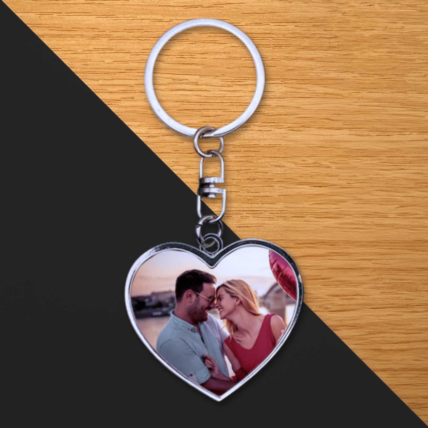 Personalisierter Schlüsselanhänger | Doppelseitiges Herz