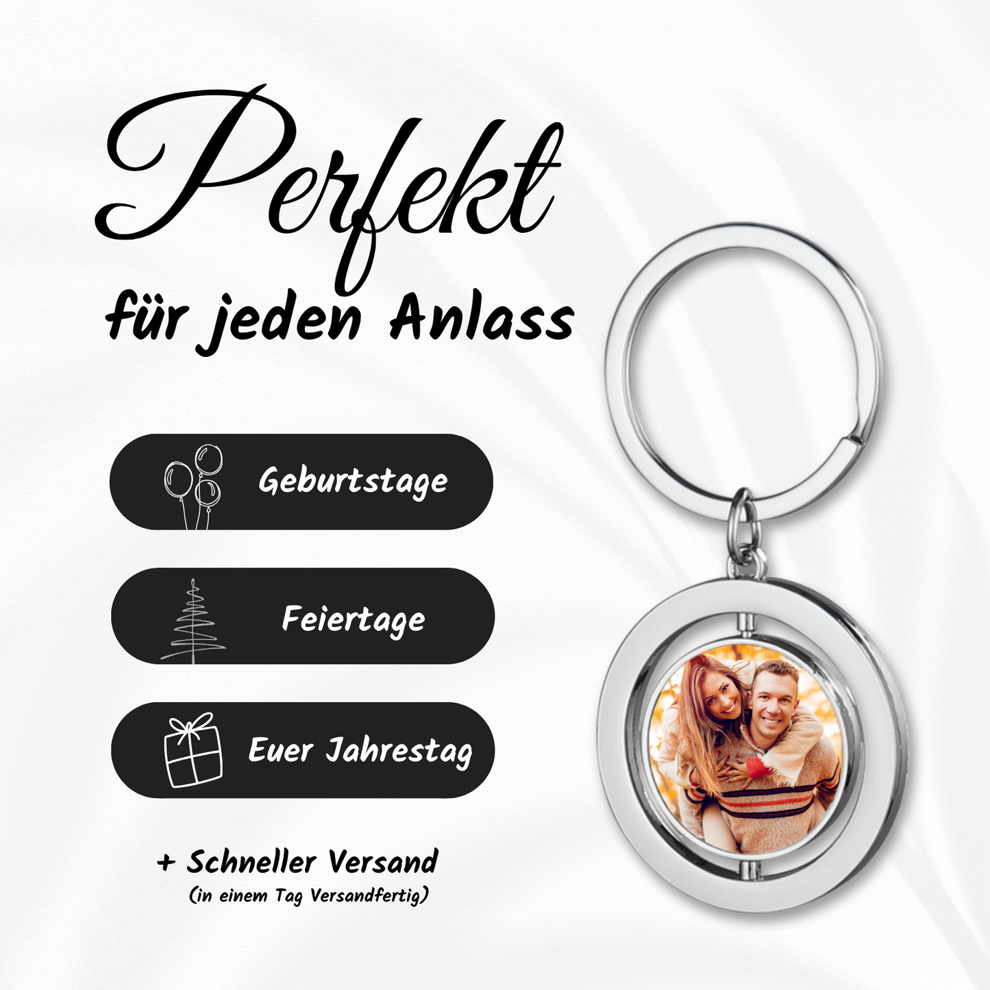 Personalisierter Schlüsselanhänger | Drehbare Erinnerung