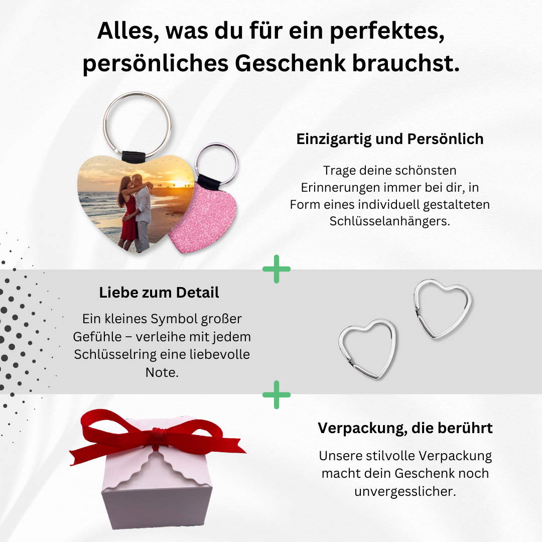 Personalisierter Schlüsselanhänger | Glitzerherz | Pink