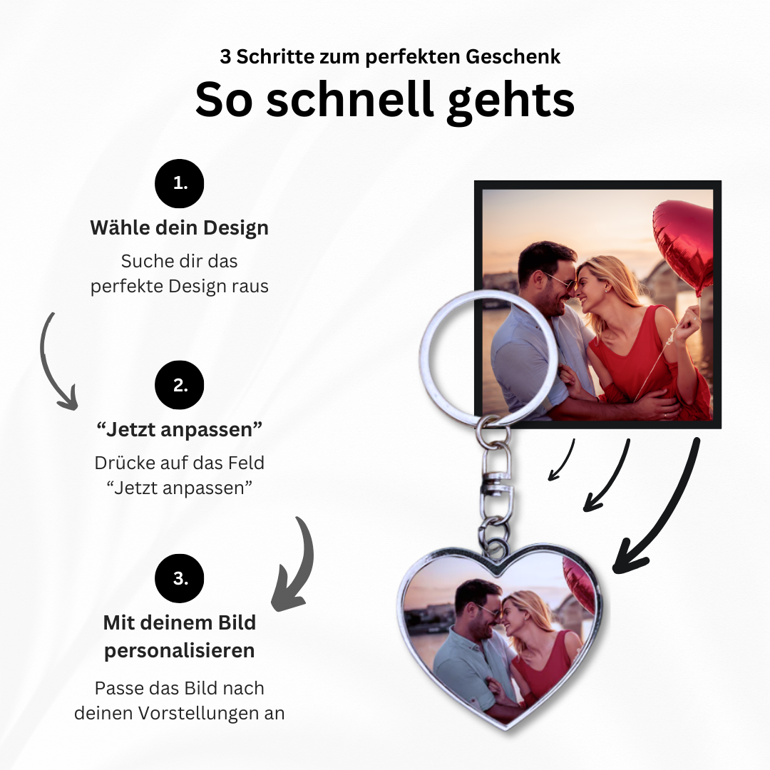 Personalisierter Schlüsselanhänger | Doppelseitiges Herz