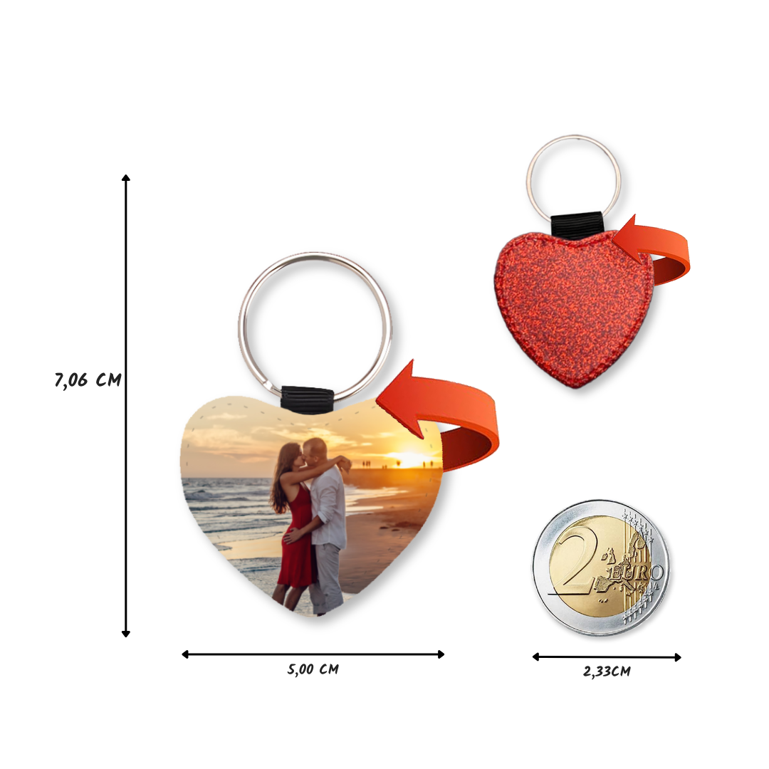 Personalisierter Schlüsselanhänger | Glitzerherz | Rot