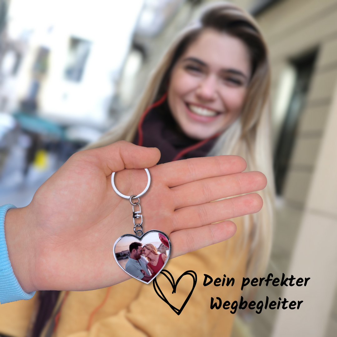 Personalisierter Schlüsselanhänger | Doppelseitiges Herz