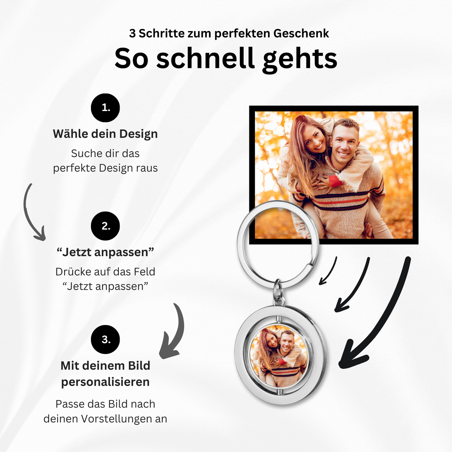 Personalisierter Schlüsselanhänger | Drehbare Erinnerung