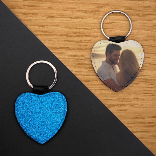 Personalisierter Schlüsselanhänger | Glitzerherz  | Blau
