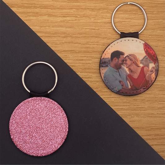 Personalisierter Schlüsselanhänger | Glitzerkreis | Pink