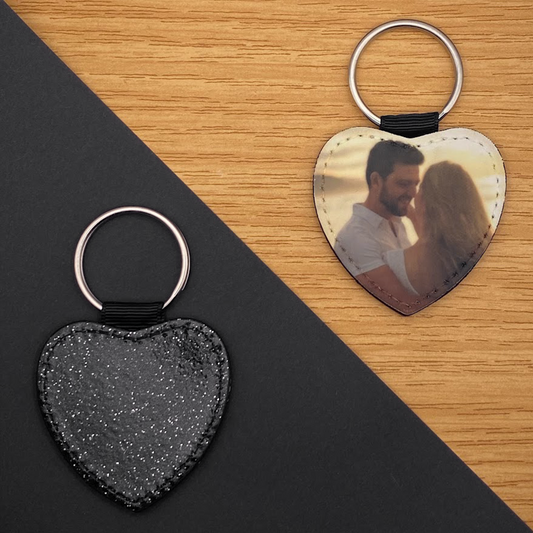 Personalisierter Schlüsselanhänger | Glitzerherz | Schwarz