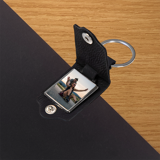Personalisierter Schlüsselanhänger | Klappbare Erinnerung | Schwarz